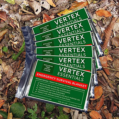 Emergency Blanket (6Pack), Military Green 52" x 82". Designed for NASA with up to 90 Heat