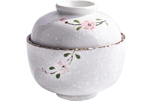 Japanese Ceramic Soup Bowl with Lid Traditional Rice Bowl with Cover (YH)