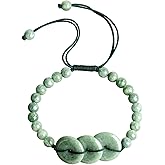 Xgimas Hand-woven Natural Jade Bracelets for Women, Adjustable Peace Clasp Good Luck Charm Bracelets for Jewelry Gifts