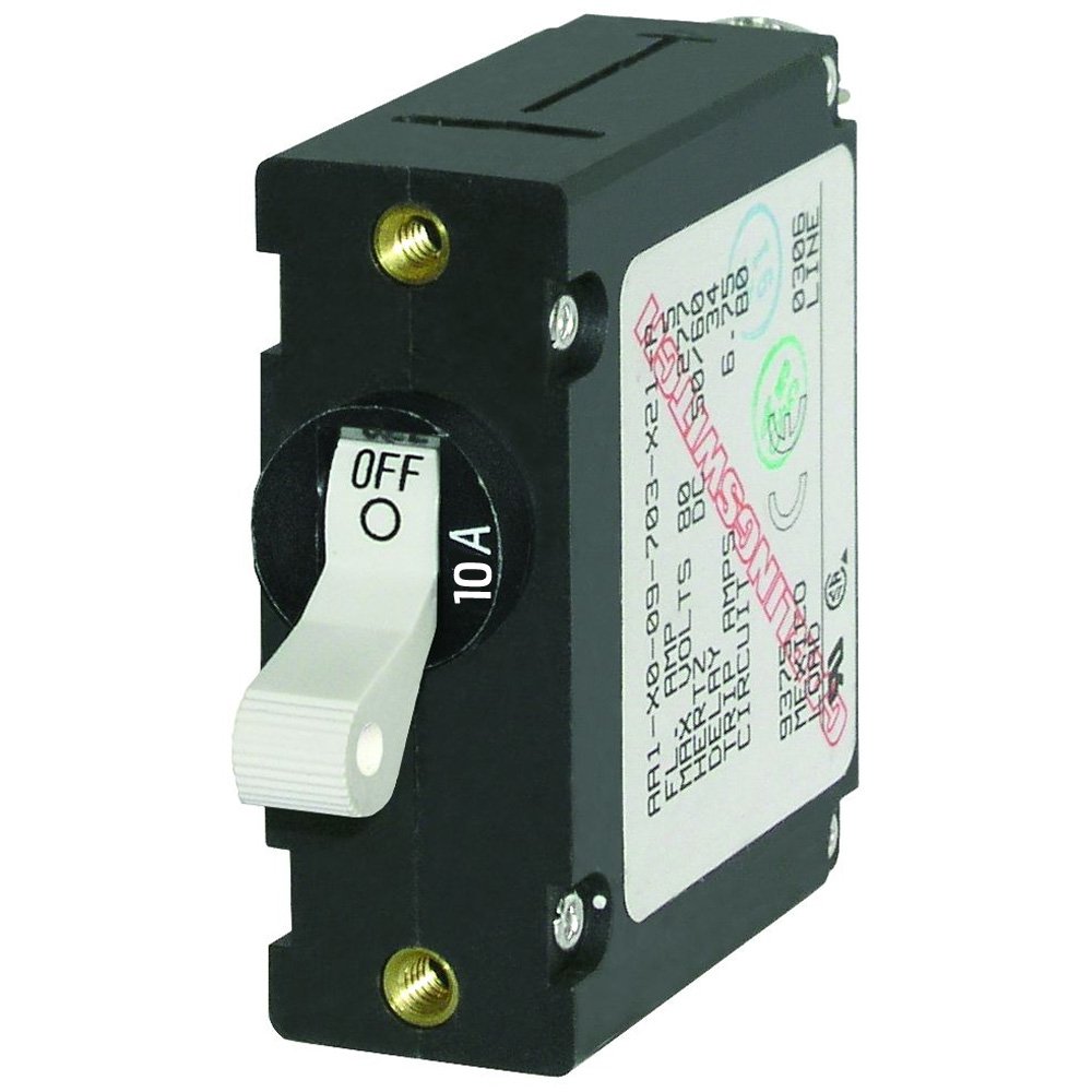 Blue Sea Systems 7206 A-Series White Toggle Circuit Breaker, Single Pole, 10A