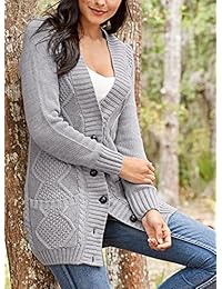 Sidefeel - Sudadera de punto abierto para mujer con bolsillo frontal