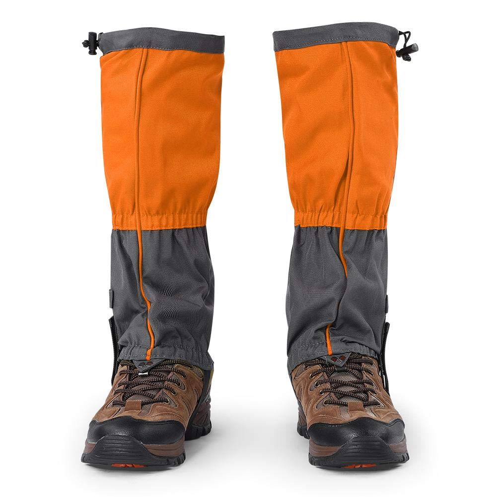 Dilwe 1 Pair Outdoor Leg Gaiters Waterproof Windproof Snow Boot Gaiters for Hiking, Walking, Hiking, Camping, Climbing, Hunting, Fishing(Orange) Ski