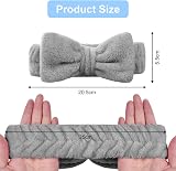 Aomig Spa Headbands for Women Grey Fluffy Bowknot Hair Band Microfiber Elastic view 2