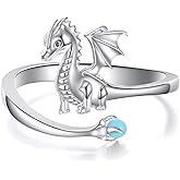 LWQQWL Animal Ring for Women Sterling Silver Cute Animal Open Adjustable Ring Jewelry Gifts Size 7