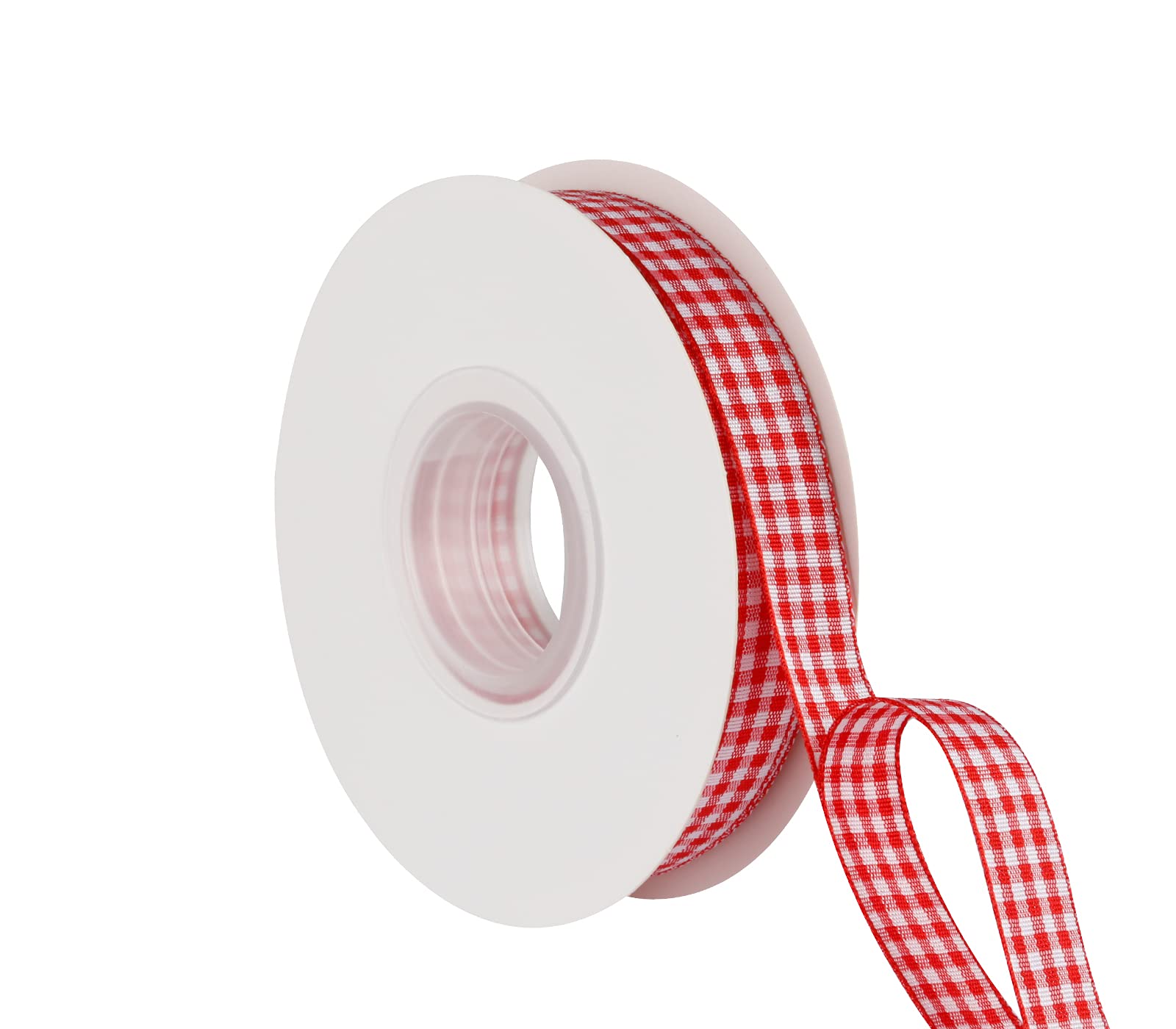 Joycrosso 16mm Wide Red and White Gingham Ribbon Plaid Ribbon, Great for Gift Wrapping Home Décor Floral Arrangement, 22 Meters-Roll