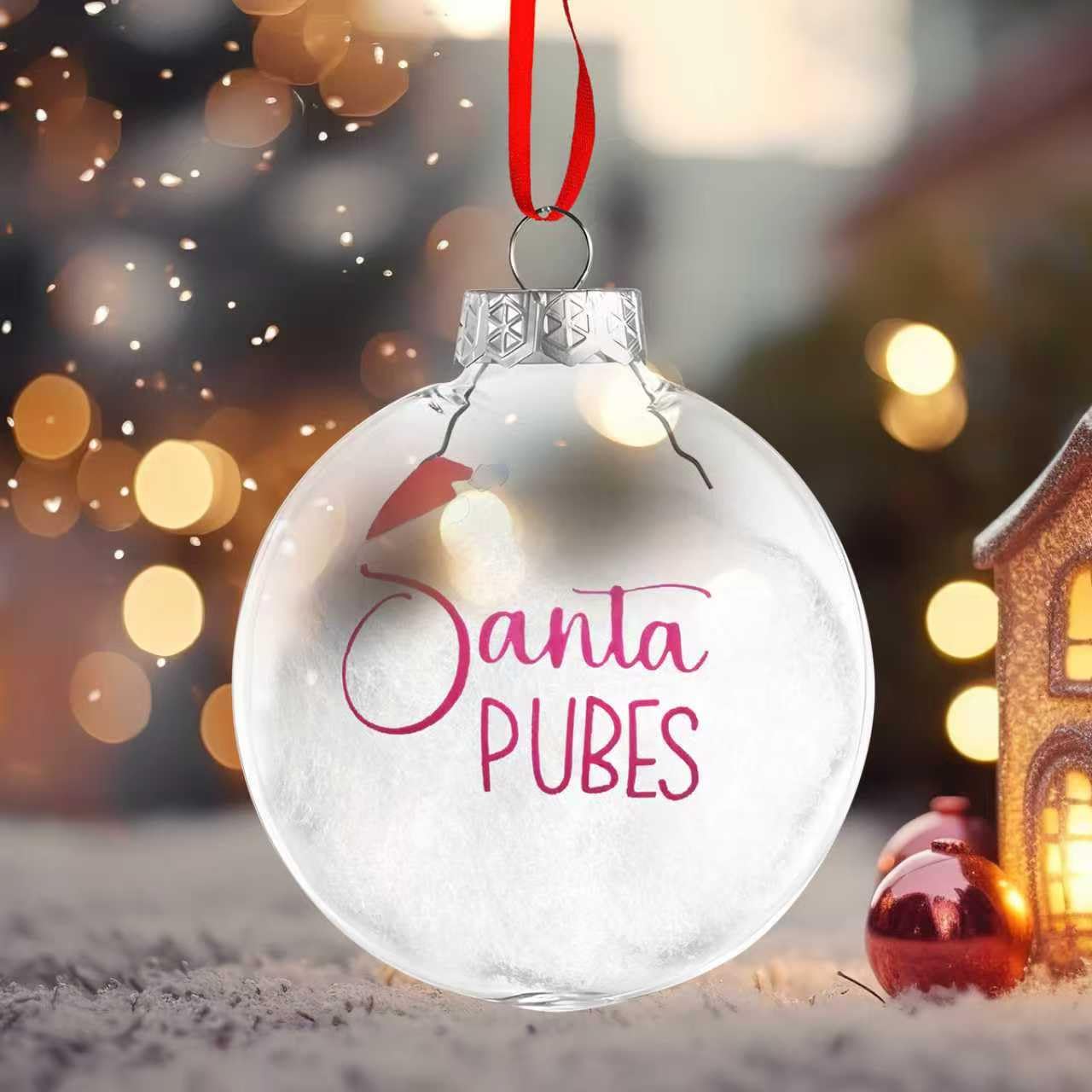 Funny Christmas Ornaments, Unique Novelty Hilarious Funky Christmas Ball Decorative Hanging Ornaments, Plastic Christmas Adult Decor (Santa)