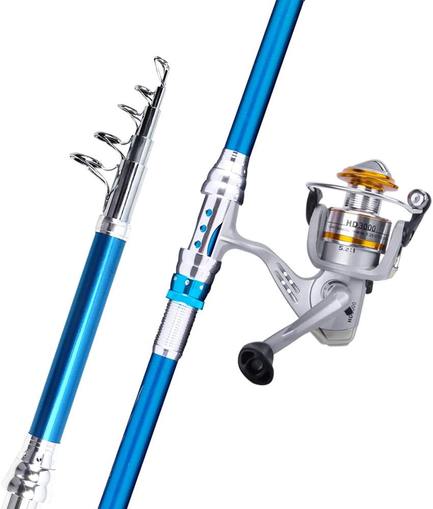 Handing Rod and Reel Combos Blade Carbon Fiber Telescopic Fishing Pole and Spinning Reels for Saltwater and Freshwater