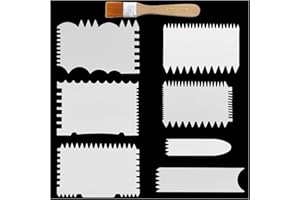 MTQY 7 in 1 Paint Scraper Acrylic Pouring Swipe Tools with Brush for Acrylic Painting Technique