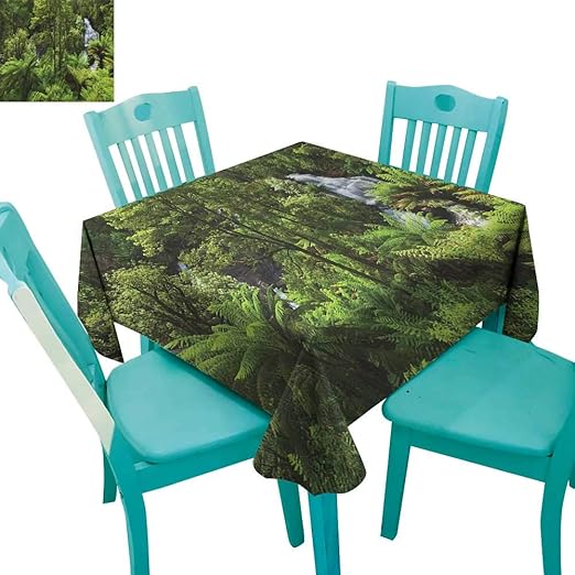 Amazon Com Longbuyer Rainforest Dinner Picnic Table Cloth Rainforest With Waterfall River Tourist Attraction Tropical Lands Green Zen Theme 54 X54 Suitable For Kitchen Dustproof Desktop Decoration Home Kitchen