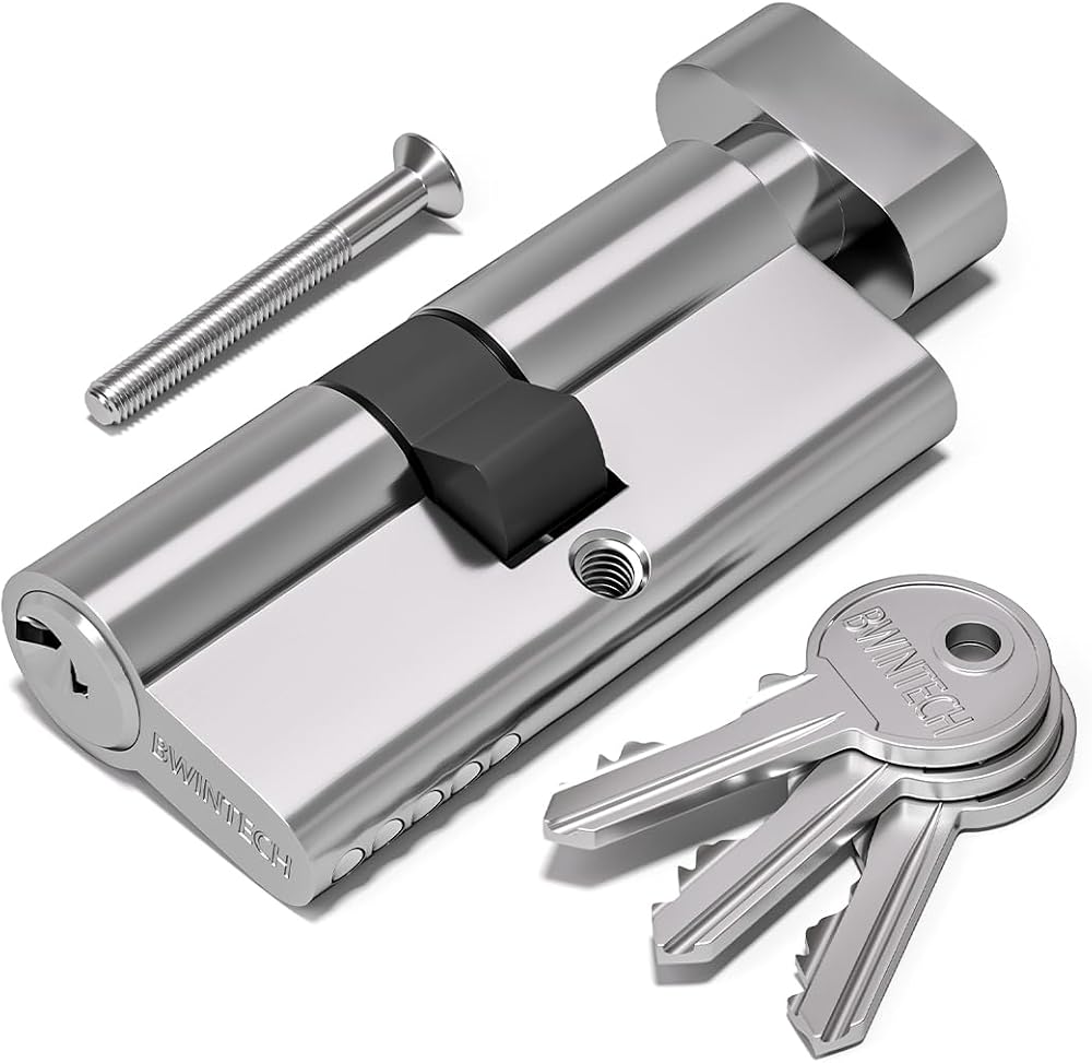 Bwintech 90mm Euro Cylinder Lock 40/50T Chrome Anti Pick Drill Bump