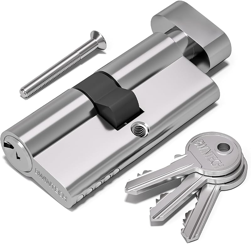 Bwintech 90mm Euro Cylinder Lock 40/50T Chrome Anti Pick Drill Bump