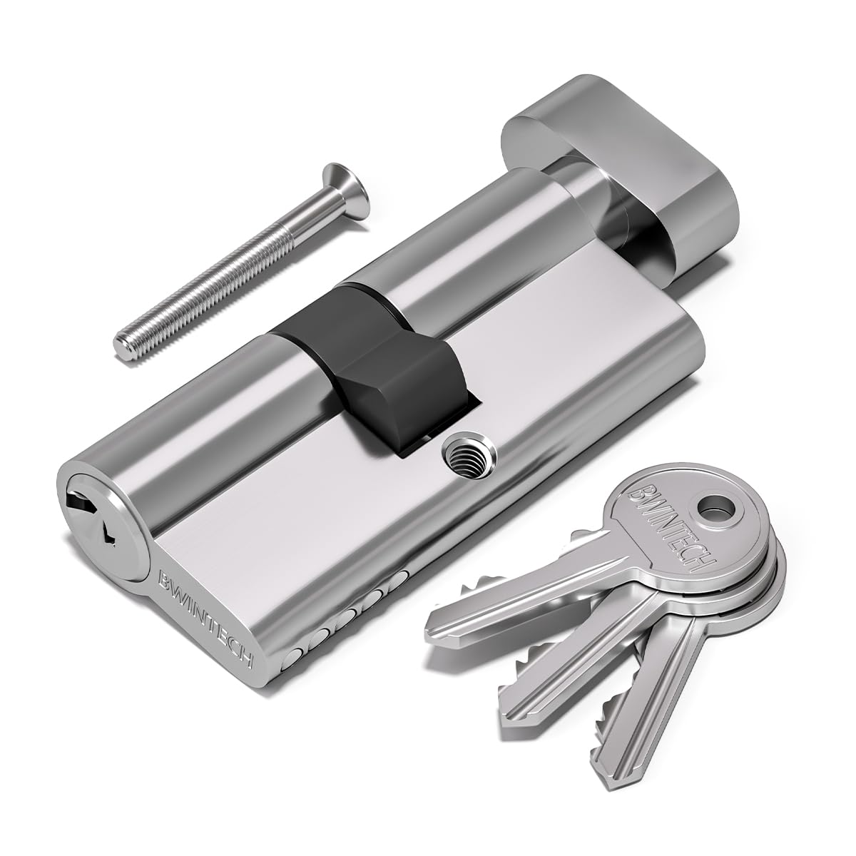 Bwintech 90mm(40/50T) Chrome Plated Euro Cylinder Lock,Door Barrel Lock,Thumbturn Knob with 3 Standard Keys,Anti-Pick,Anti-Bump,Anti Drill,High Security for UPVC,Wooden,Composite Doors