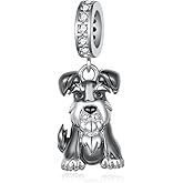 Peireara Schnauzer Charm 925 Sterling Silver Dog Charms for Bracelets Cute Animal Schnauzer Jewelry Cute Puppy Jewelry Dog Gifts for Women