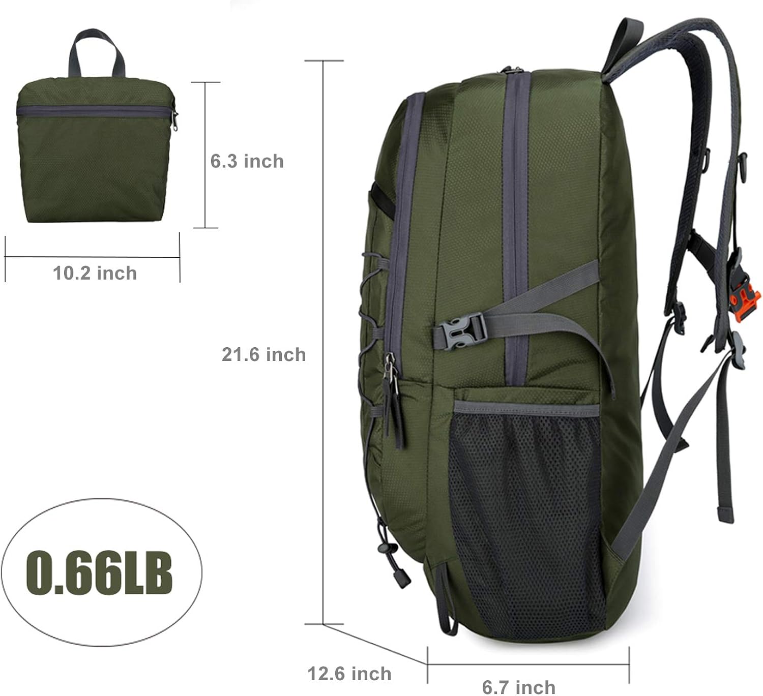 Loowoko Unisex 40L Backpack Lightweight Packable Daypack for Hiking Backpacking Camping Traveling: Clothing