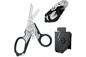 MYLEUS Heavy-Duty Emergency Response Shear with Strap Cutter & Glass Breaker, Multifunctional Foldable Outdoor Multitool Plie