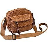 CazDopaM Cute Corduroy Crossbody Bag for Women Shoulder Bag Fashion Aesthetic Small Wallet Bag Adjustable Strap