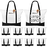 OKBA Stylish canvas tote bags for women,blank large size tote bag With zipper,tote bag with pockets