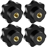 Aifeier ET 4 Pcs M8 Knurled Thread Clamping Knob, Plum 7 Star Knob Shaped | Hand Grips Screw-On Type Thru Threaded Knob Nuts