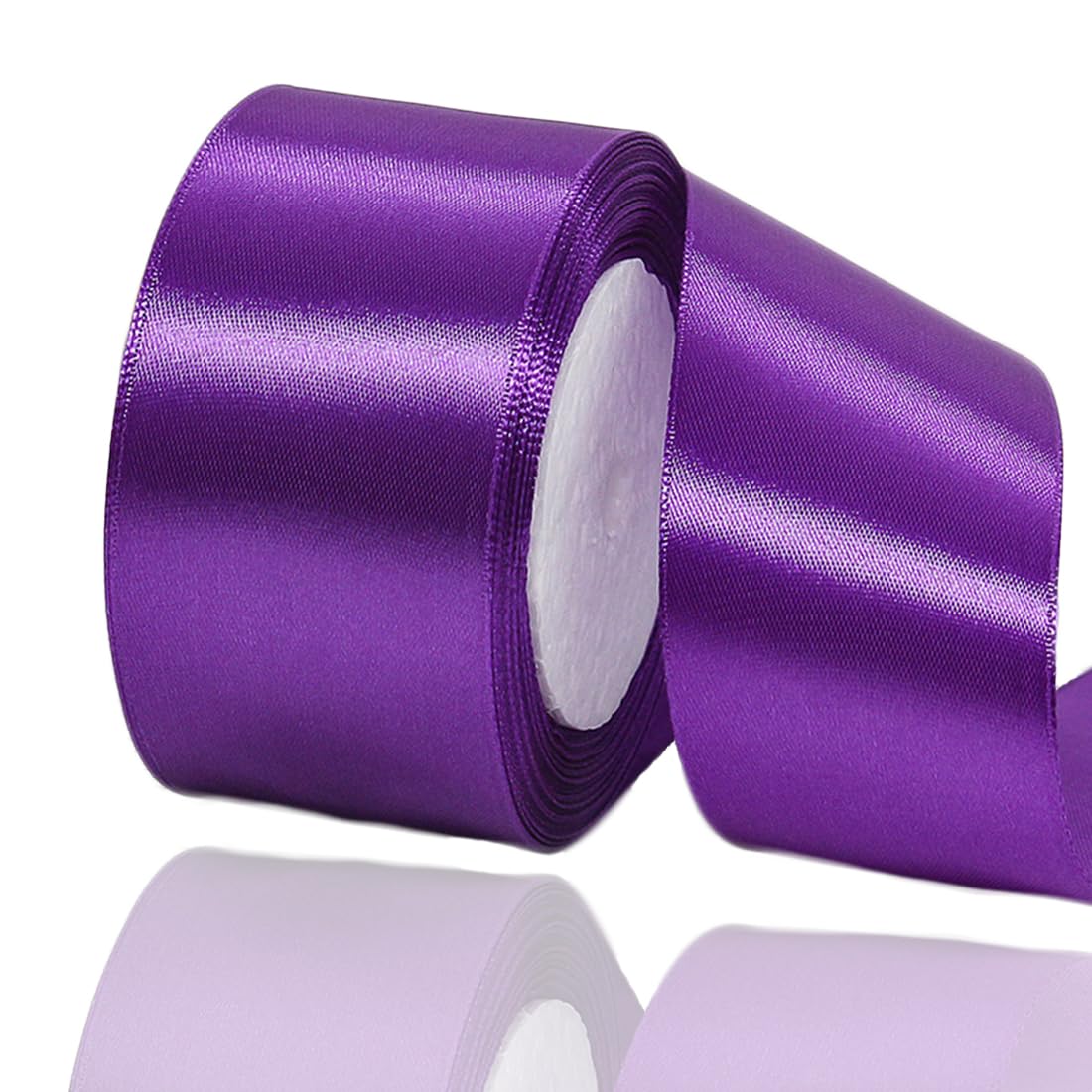Purple Satin Ribbon 50 mm, 23 Meters Solid Colors Fabric Ribbon for Crafting, Gift Wrapping, Balloons, DIY Sewing Project, Hair Bows and Cake Decoration — image 1