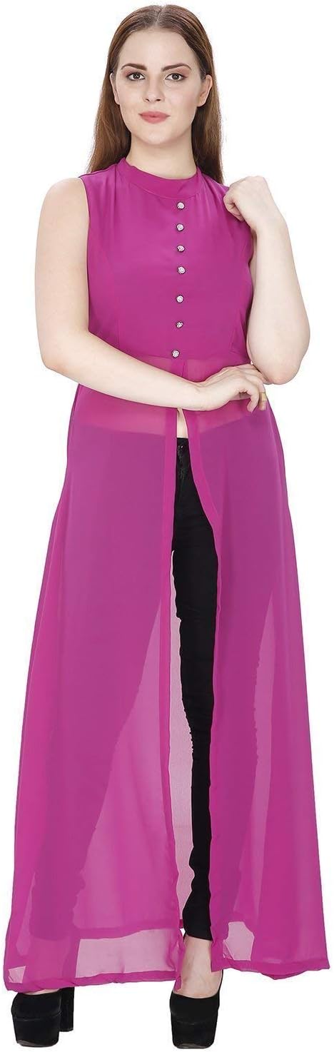 Women's Georgette Sleeveless High Neck Cape Dress