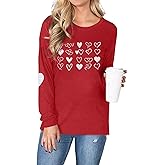 JINTING Valentines Day Shirts Women Heart Shirt Love Graphic Top Valentines XOXO Print Crewneck Long Sleeve Top