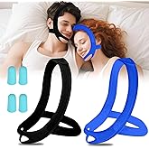 Anti Snoring Chin Strap for Sleeping, 2 Pack Adjustable Jaw Support Strap to Keep Mouth Closed, Soft Snoring Solution for Men Women, Stops Snoring Dry Mouth, Comfort Fit Nighttime Sleeping Aid