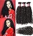 Beauty Forever Hair Unprocessed Brazilian Virgin Curly Hair Weave 3 Bundles with 1piece Free Part Lace Closure 100% Human Hair Extensions Natural Color (22 24 26 +20closure)