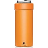 JIVILILM Stainless Steel Insulated Cooler for 12oz Slim Cans | Skinny Can Drinks Holder for Hard Seltzer, Beer, Soda, and Energy Drinks (Orange)