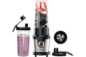 La Reveuse Blender for Shakes Smoothies,400W, with 2 x 24 Oz Blending Cups and To Go Lids,BPA free