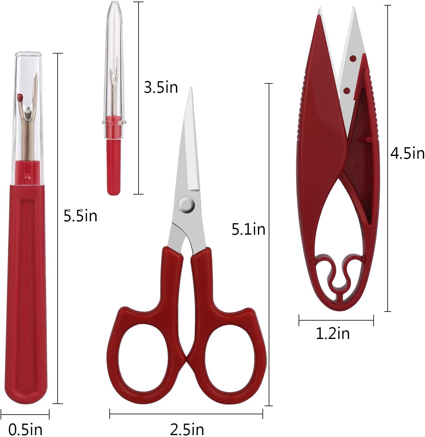 Sewing Seam Ripper Tool, Stitch Remover and Thread Cutter with 2Big+2Small Seam Rippers, 1 Pack Thread Snips, 1Pack 5”Scissor