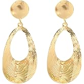 Dainty Gold Waterdrop Dangle Drop Earrings Chunky Texture Round Dangling Earrings Minimalist Daily Party Nightclub Accessories