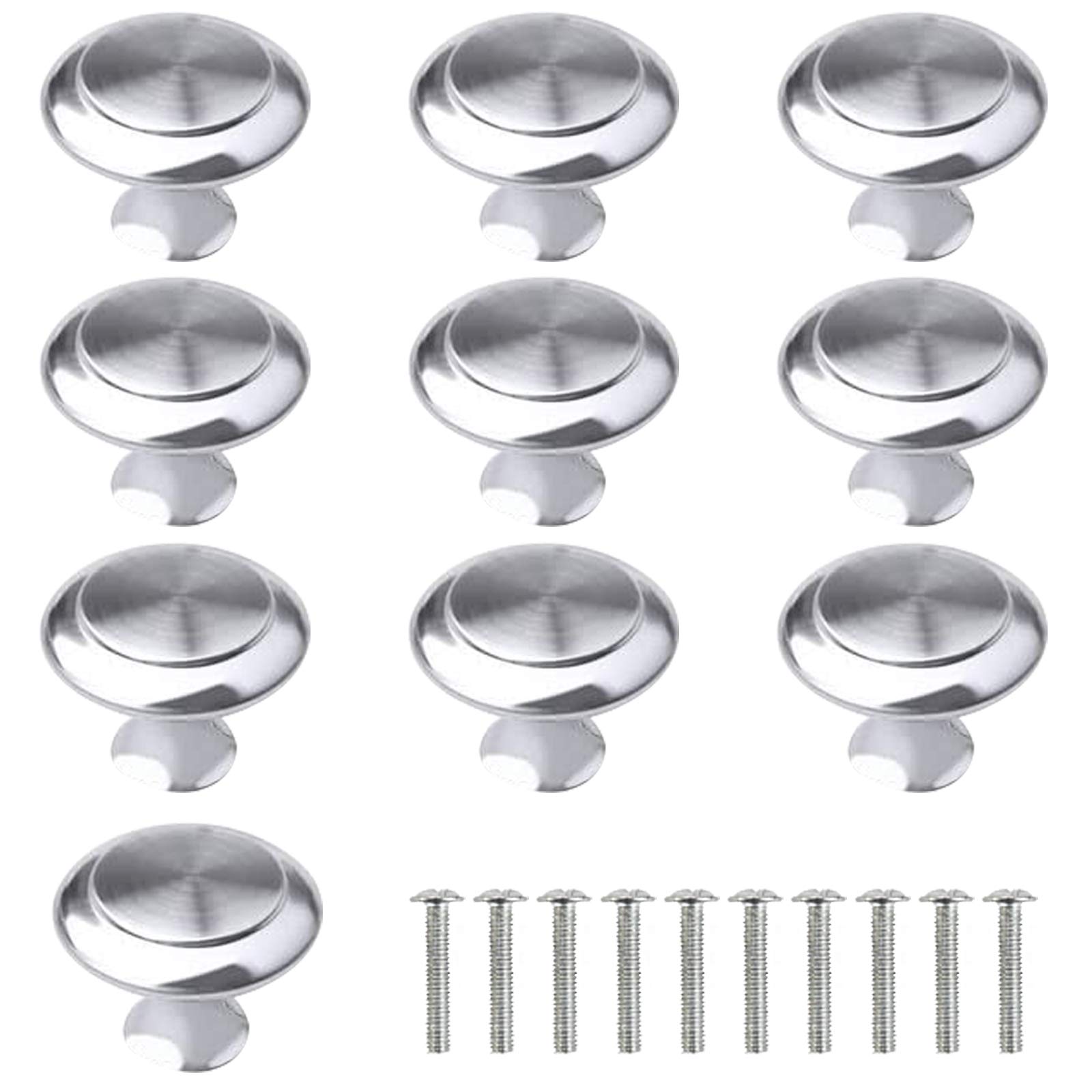 10 PCS Cabinet Door Knobs, Silver Cabinet Knobs Kitchen Cupboard Knobs Round Pull Handles Chrome Door Handle Knobs Metal Drawer Knobs for Bathroom Wardrobes Dresser Doors Furniture