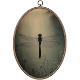 LMMHIOPI Moody Dragonfly Nature Oval Wall Art, Minimal Wildlife Canvas Print, Vintage Nature Photography Style Decor for Bedroom Living Room, 8.5x11.5 Inch