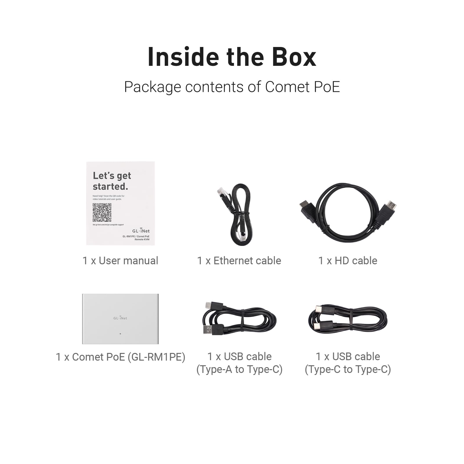 GL.iNet Comet PoE (GL-RM1PE) Remote KVM Control Over Internet - PoE/Type - C Dual Power Option 4K@30Hz,32GB EMMC Tailscale Support for PC Server Remote Access Power Management Adapted KVM Switches