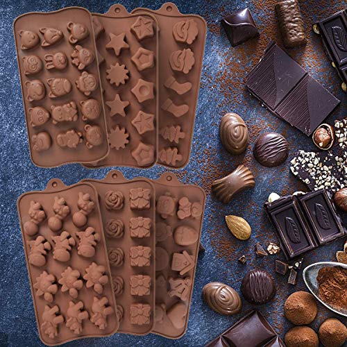 6 Pack Silicone Chocolate Candy Molds, Different Shapes and Patterns