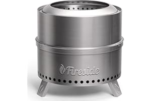 TURBRO 19 Inch Smokeless Fire Pit for Outdoor Wood Burning, Portable 304 Stainless Steel Camping Stove with Stand, Removable Ash Pan, Waterproof Storage Bag, Unique Nested Design, Pluto R19-SS, Silver