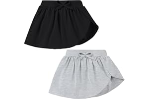 NARPLO 2 Pack Toddler Girls Skirts Skorts Built in Shorts Elastic Flared Baby Flowy Tennis Athletic Skirts Skorts for Girls