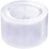 bUCLA 100Pieces Clear Plastic Plates -10.25inch Disposable Dinner Plates- Premium Weddings& Party Plates