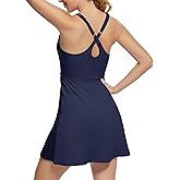 GGOV Tennis Dress for Women Athletic Golf Dress with Built in Separate Shorts Backless Workout Dress with Adjustable Straps Blue