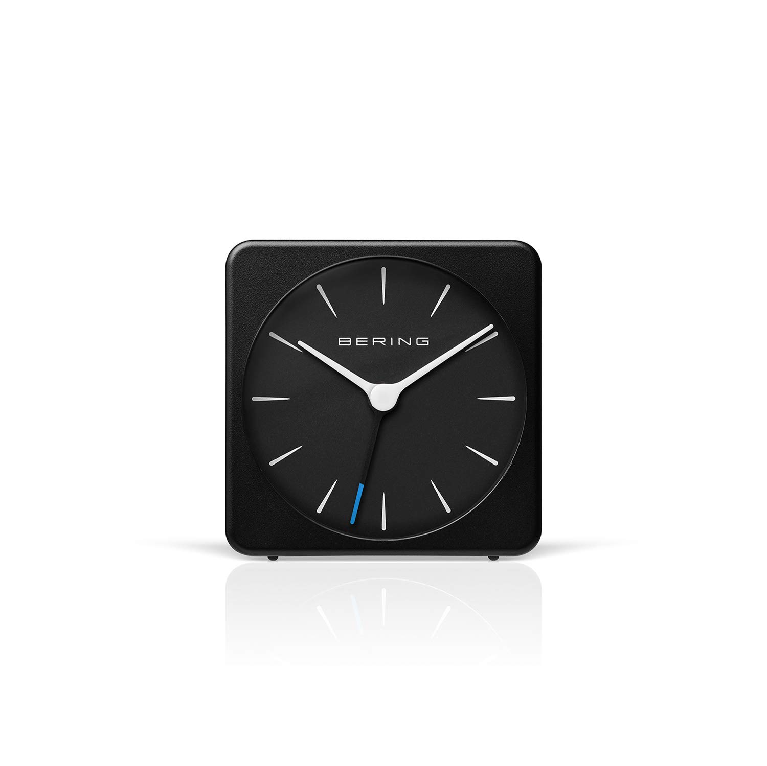 BERING Alarm Clock | Simple and Modern Nordic Design | Black and Black | Runs Particularly Quietly | 66 mm in Diameter | 91066-54S