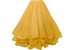 BellyLady Belly Dance Skirt Halloween Tribal Chiffon Tiered Maxi Full Skirt 37.8 Inch Length