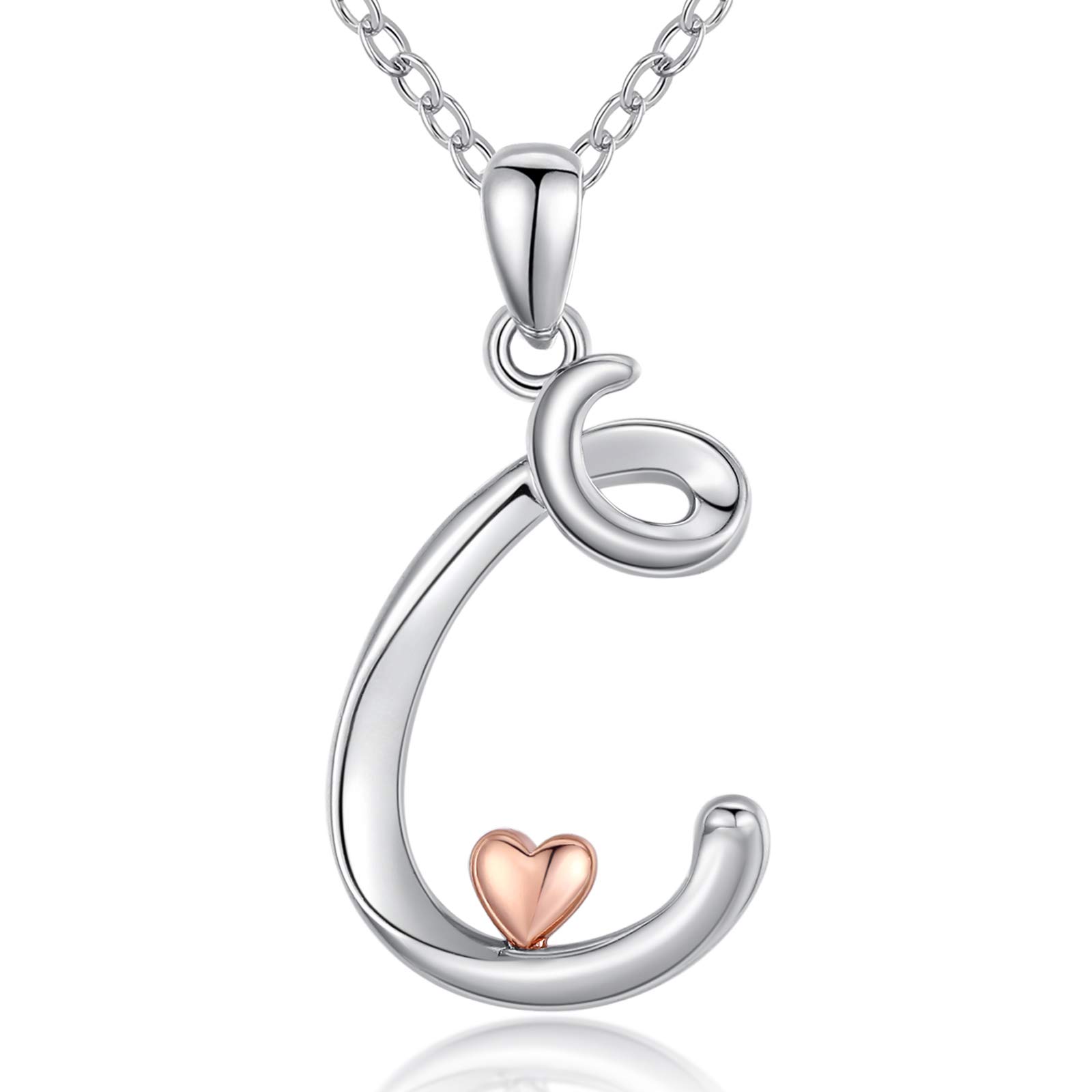 CELESTIA 925 Sterling Silver Initial Letter C Heart Necklace for Women Personalized Jewellery Birthday Gifts for Girls โ image 1