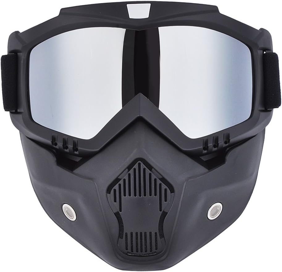 MADBIKE RACING EQUIPMENT Madbike motorcycle motocross face mask with detachable Goggles And Mouth Filter for Vintage Helmets