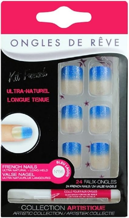 Faux Ongles Avec Colle Bleu Lagon N 56 Miss Miss Amazon