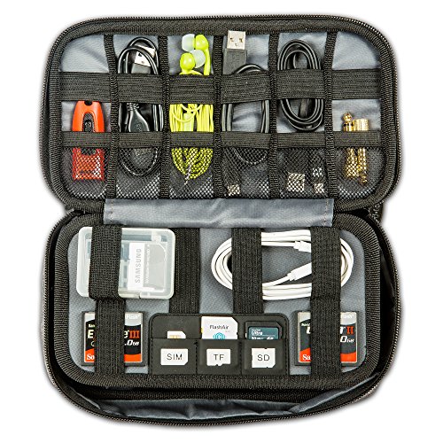 Electronics Organizer Travel Tech Case - Charge Cord, Slim Gadget, Charger Organizer Pouch Bag - Portable Cable Management Case