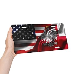 American Flag and Poland Poles Flag License Plates
