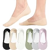 No Show Socks Womens Nylon Non Slip Low Cut Invisible Liner Footies Thin Silk Socks for Flats Loafers Lightweight 6 Pairs