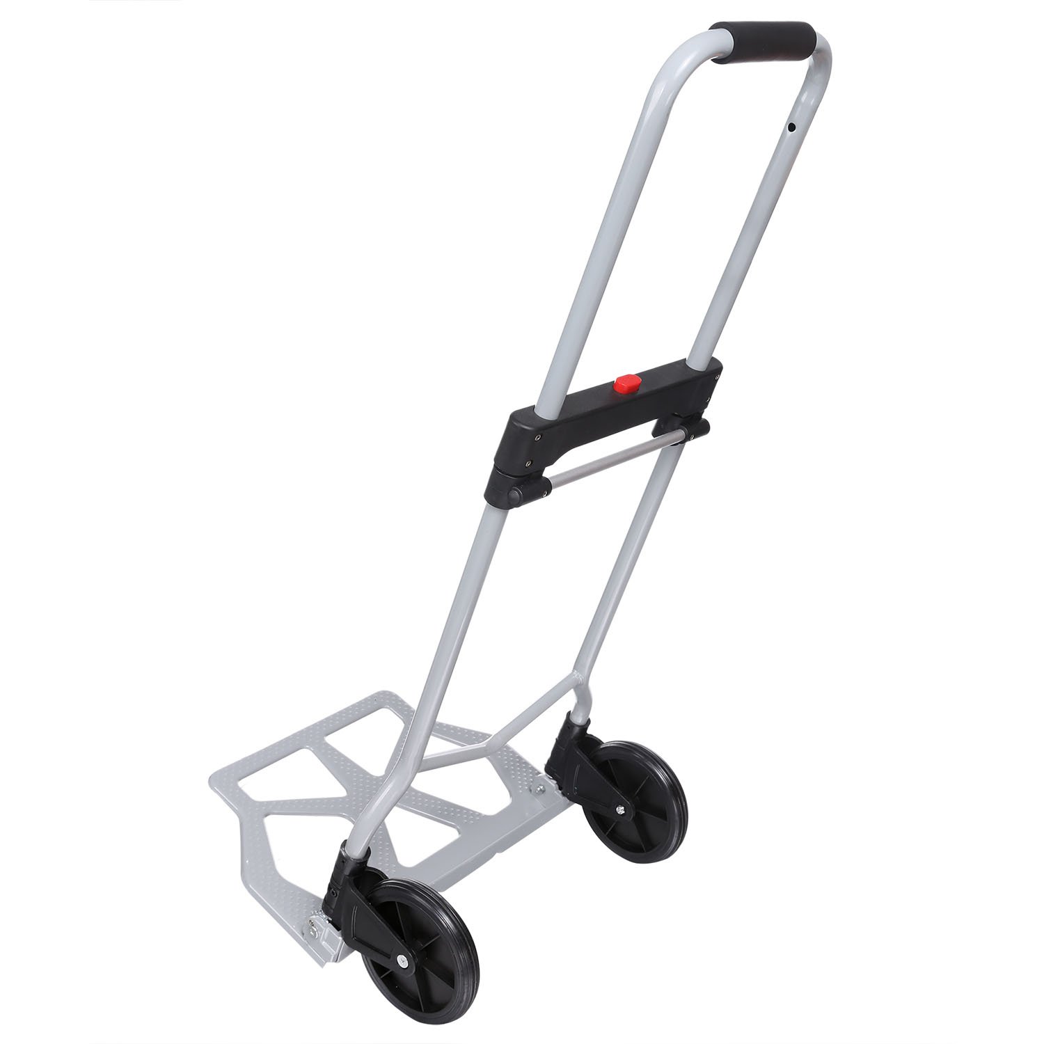 Nictemaw Folding Sack Truck, Aluminium Transport Trolley, Foldable, with Rubber Wheels, with Extendable Handle for Loads up to 100 kg