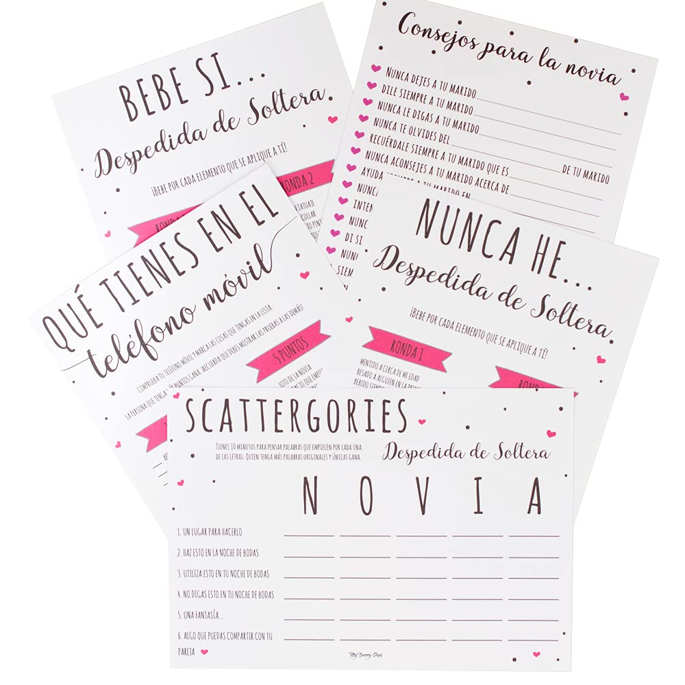 My Berry Own - Fun Bachelorette Party Games Kit, 5 Activities for 10 People, A5 Size, Includes Envelope