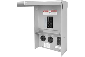 BOBUY Temporary Power Outlet Panel RV Electrical Outlet Panel with Breaker Prewired Circuit Breaker Box with 20 30 50 Amp Receptacle Installed Power Outlet Box Weatherproof (50 amp+30 amp+GFCI 20 amp)